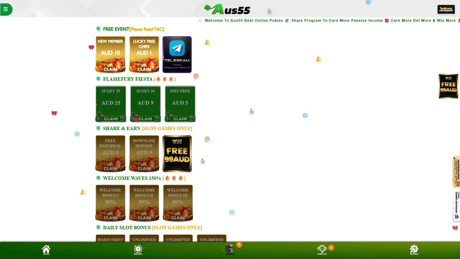 Aus55 Casino promotions experience on desktop